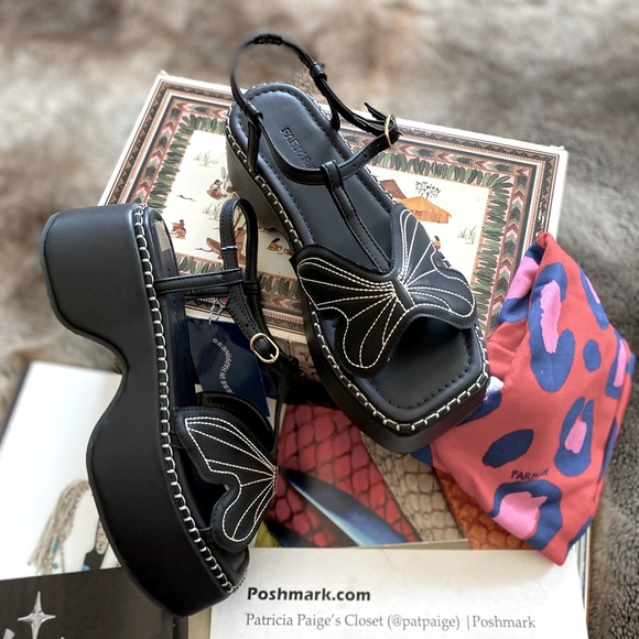 Farm Rio Black Butterfly Flatform sandal - Picture 4 of 13